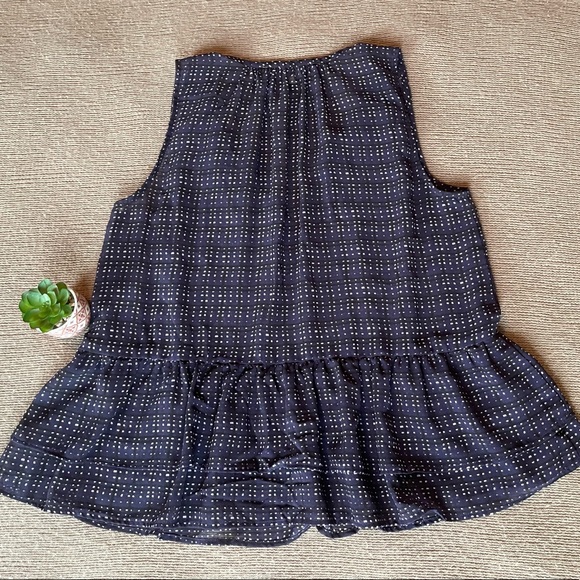 Loft Navy/Black Patterned Sleeveless Blouse - Picture 2 of 5